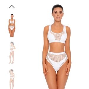 Oh Polly White Mesh Bikini Set